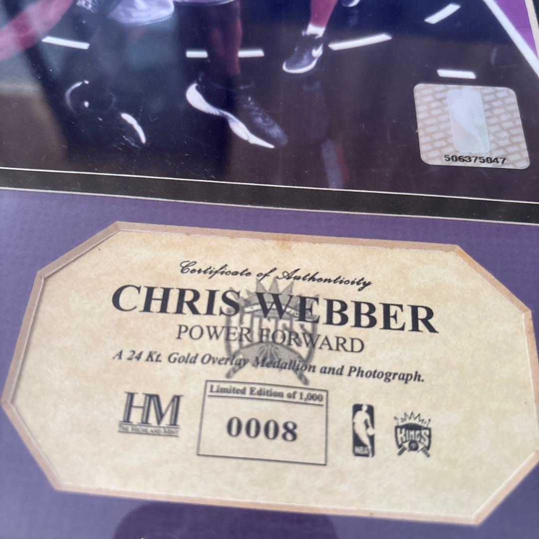 希少！！クリス・ウェバー サクラメント・キングス 額入り記念メダル入り