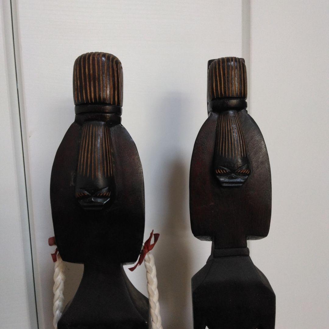 1381　人形　２体セット　木彫り、人形、木