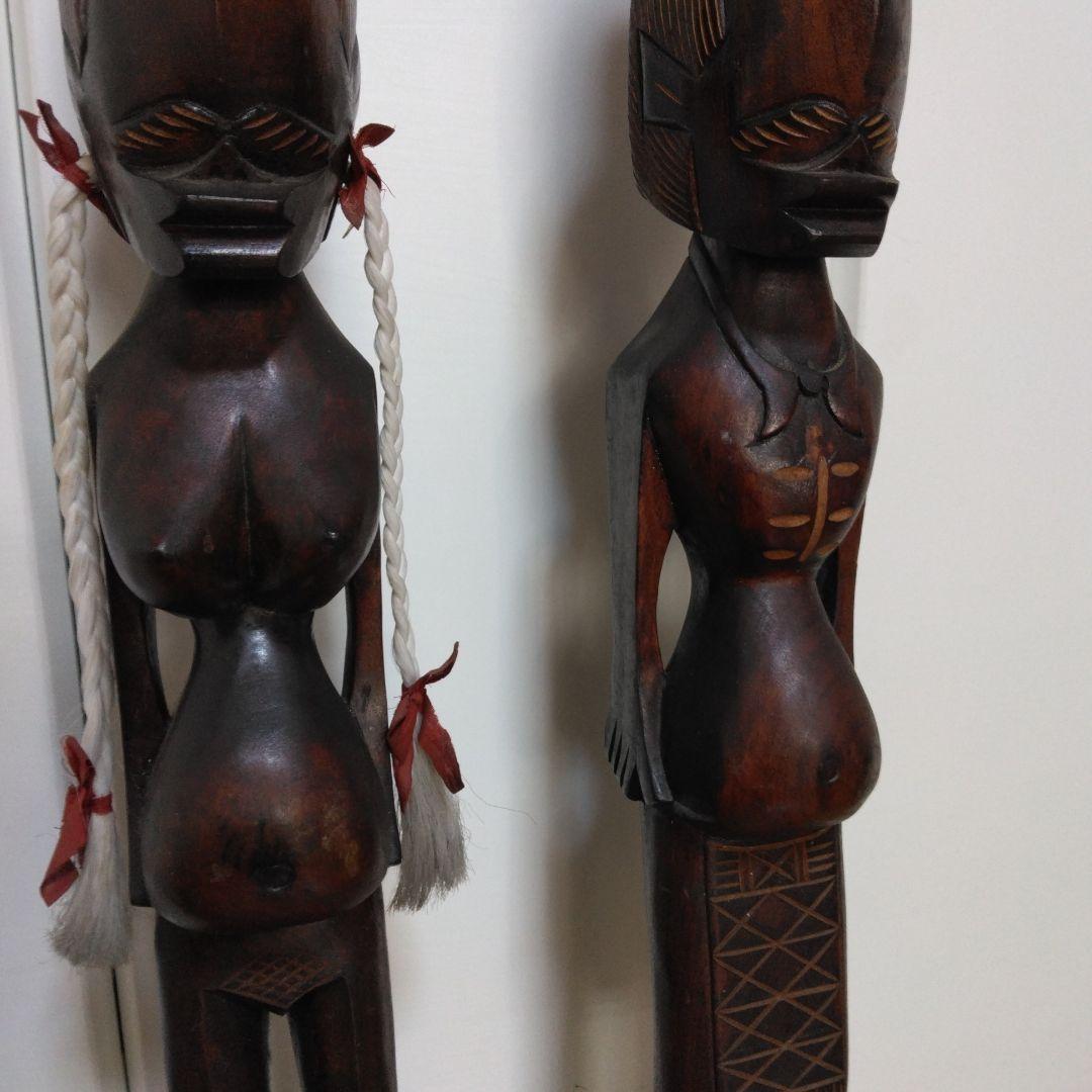 1381　人形　２体セット　木彫り、人形、木