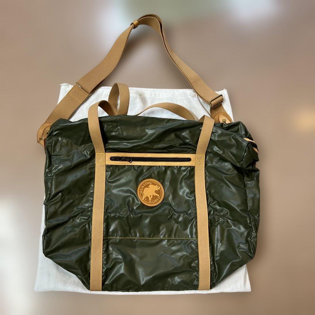 HUNTING WORLD ボストンバッグ バチュークロス モスグリーン 大容量