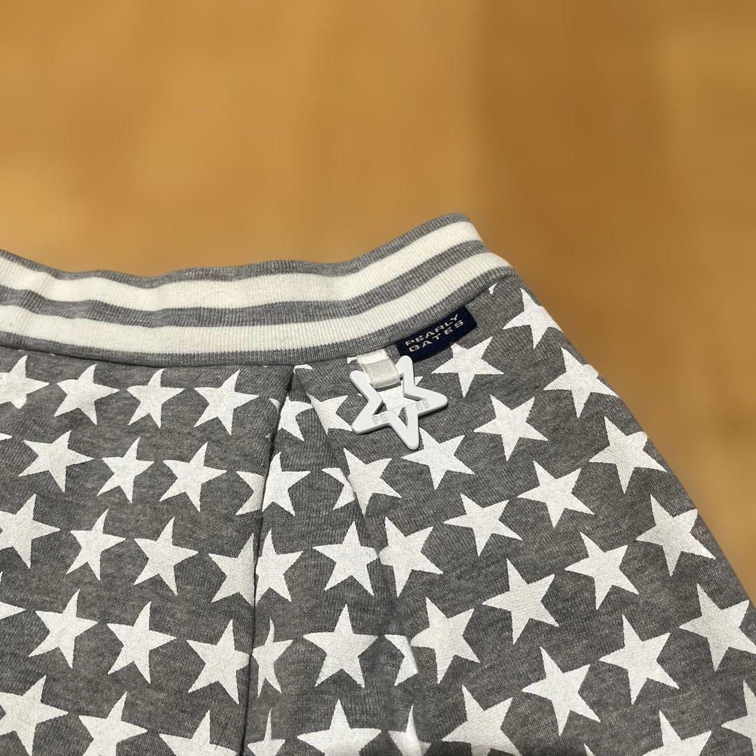 パーリーゲイツ星柄グレーコットンスカート M