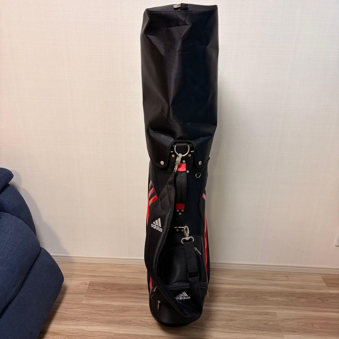 【初心者セット】アディダスキャディーバッグ　黒赤　おまけ多数