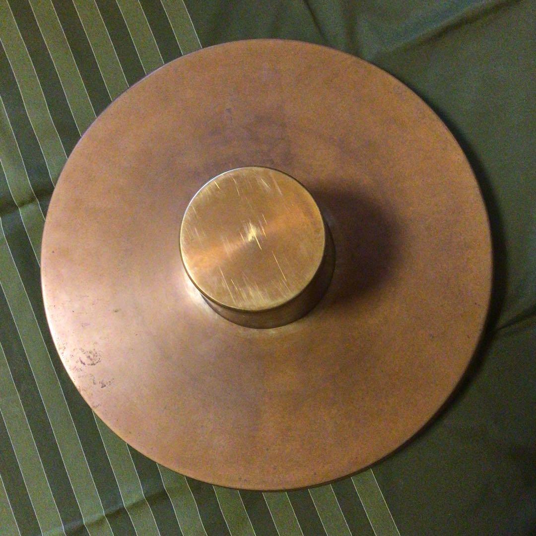 薄端　花器　印あり　三つ足　真鍮　蔵出し品　アンティーク　龍と富士