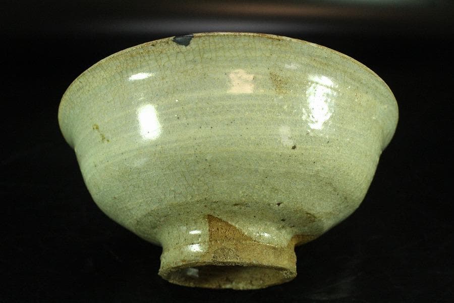 茶道具 李朝 刷毛目 茶碗 時代物(K-A383)