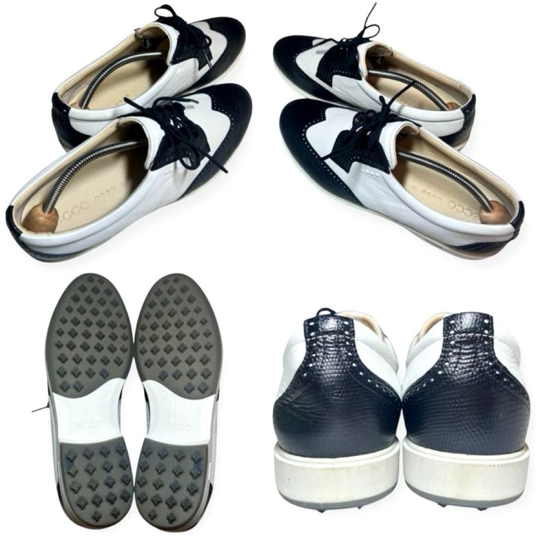 【未使用級】エコー クラシックハイブリッドゴルフシューズ ウイングチップ シボ革