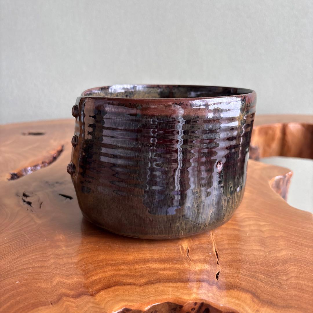 高取焼 建水 鬼丸雪山造 茶道具 共箱