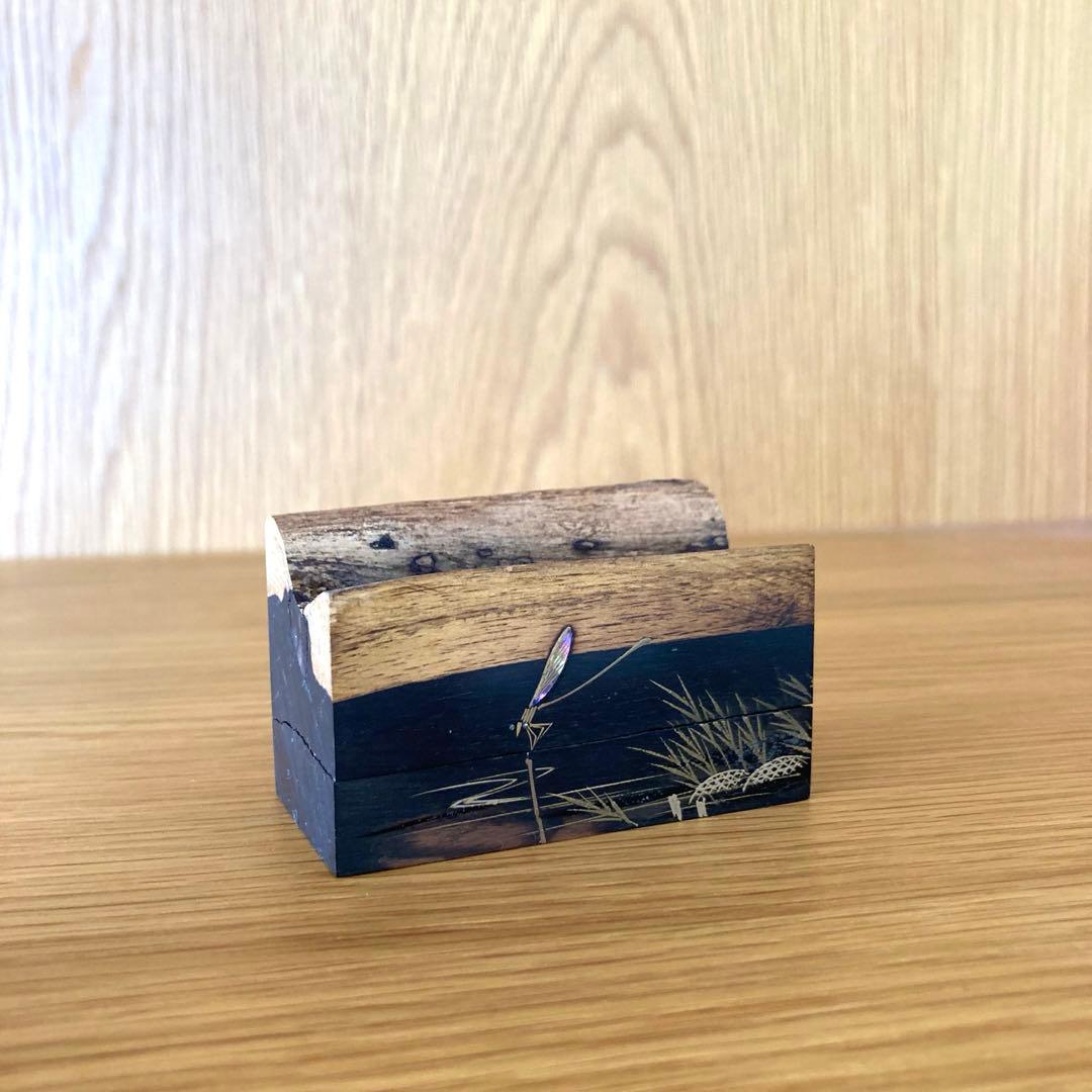 【茶道具】糸トンボ　割香合　喜三誠志　輪島　螺鈿