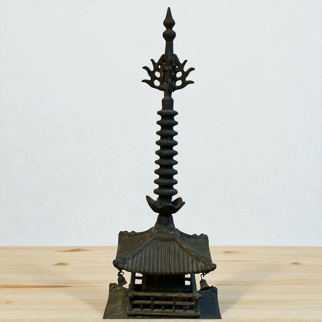 重厚10kg超❣️真鍮鋳物製 大型五重塔 81cm 重厚工芸品 インテリア 模型