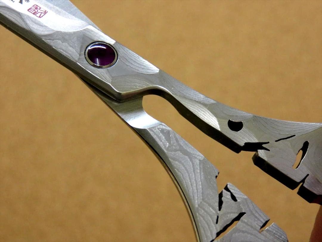 関の刃物 エムカスタ はさみ 富士山 ダマスカス 32層鋼 V金10号 桐箱 鋏