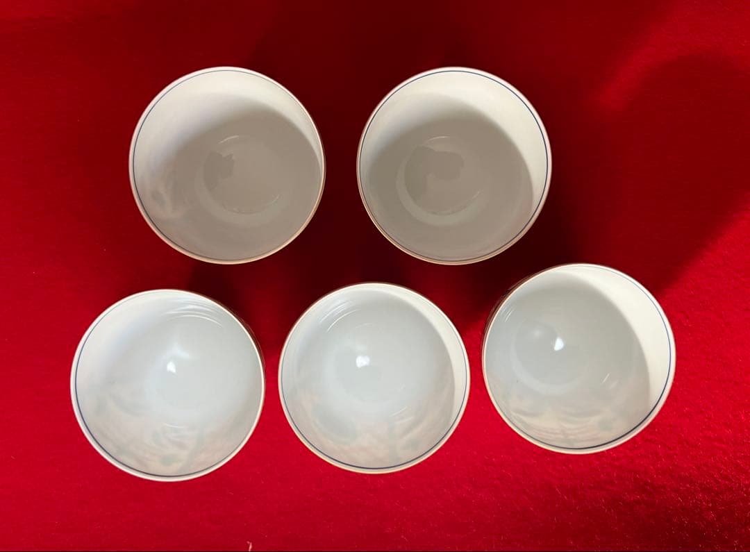 京焼 清水焼 薄胎 赤絵貼金 汲出碗揃五客 陵泉造　茶道具