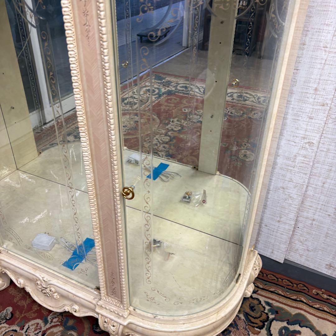 ロココ アンティーク ガラスショーケース コレクションケース 飾り棚 棚板2枚