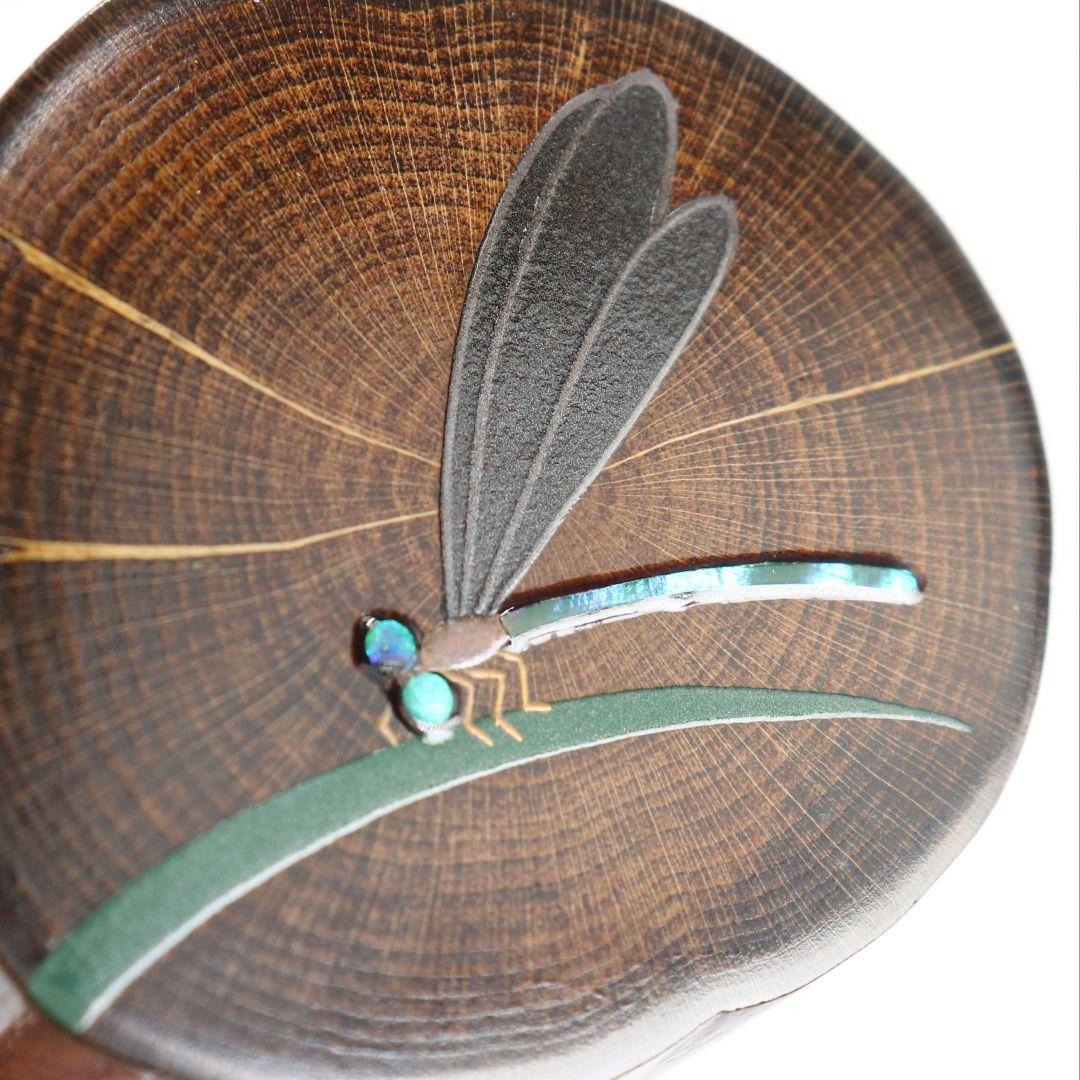 金蒲 高橋朝也作 蜻蛉蒔絵 蔦香合 茶道具 共箱　AC980