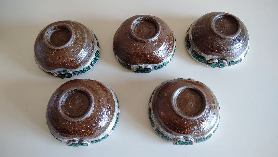 九谷焼 女流作家 鈴木晶子作 唐人 楕円小鉢揃 5客