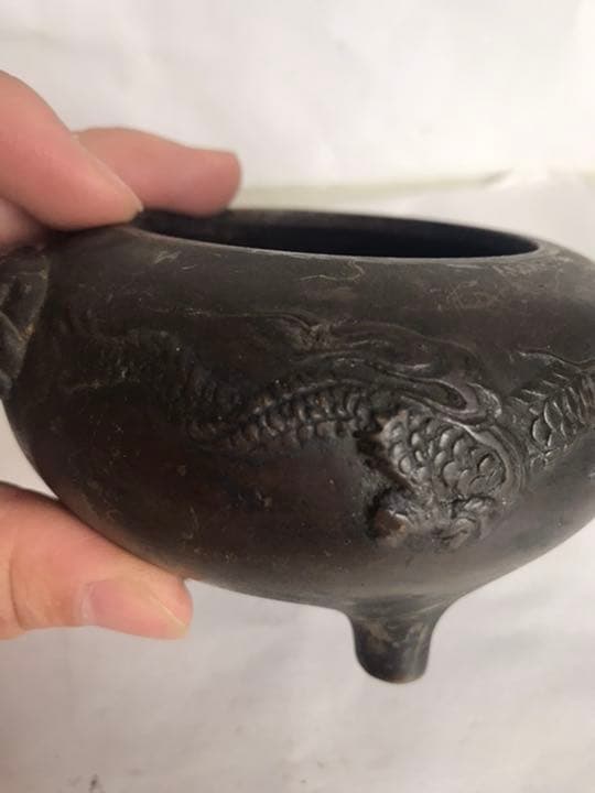 香爐，中囯清朝時代物古銅製，茶道具，書房置物，古美術品，高7cm重500克