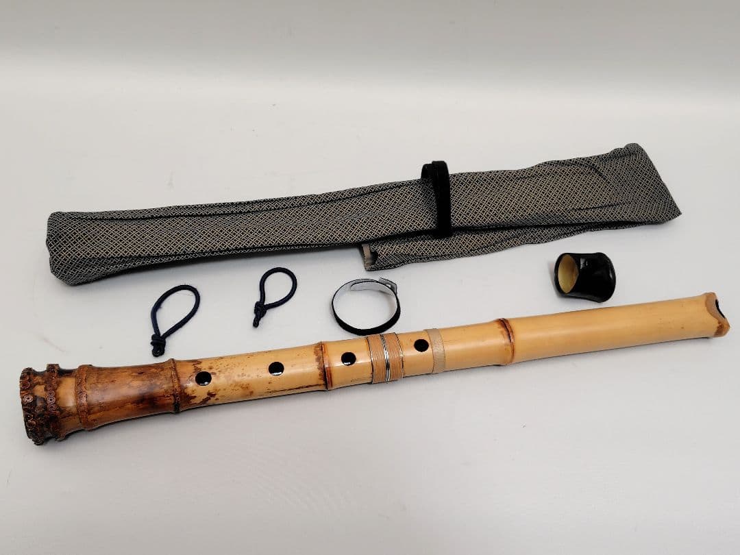 D007 和楽器 尺八 松朋 全長約54.5cm 一尺八寸管 竹製 伝統工芸品