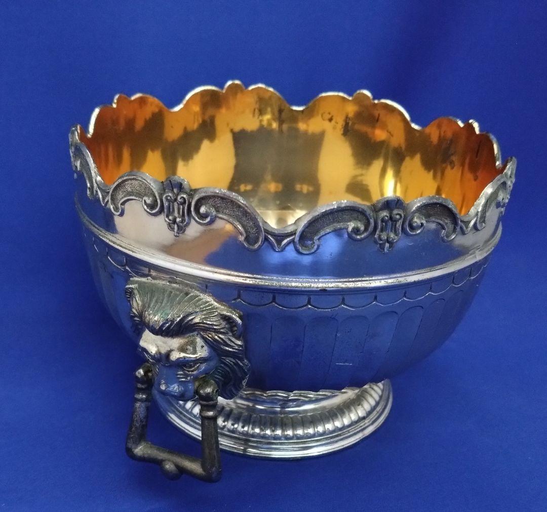 英国アンティーク 1950s 銀メッキ ライオンヘッド 飾壺 重厚805g