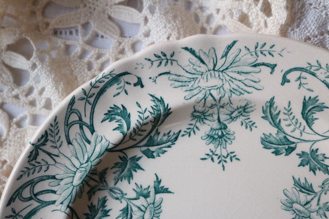 LONGCHAMPS デイジー　ブルーグリーン　デザート　プレート　フランス