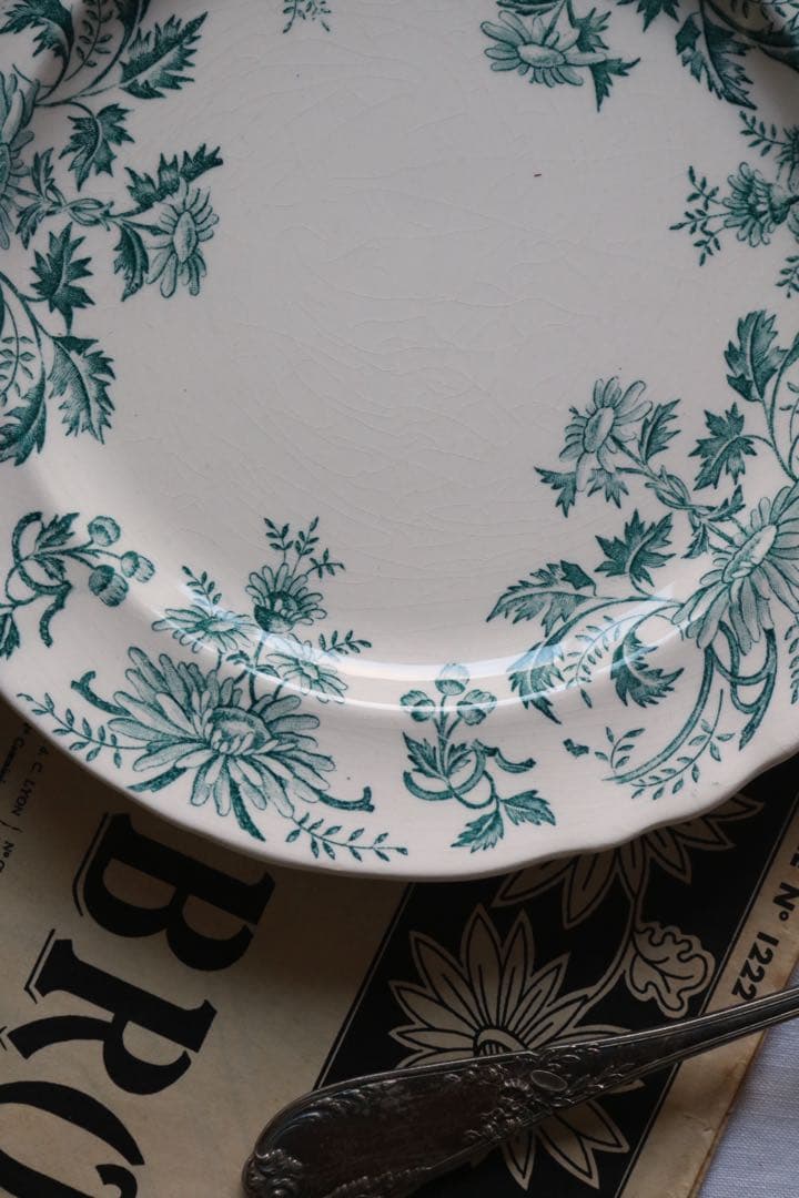 LONGCHAMPS デイジー　ブルーグリーン　デザート　プレート　フランス