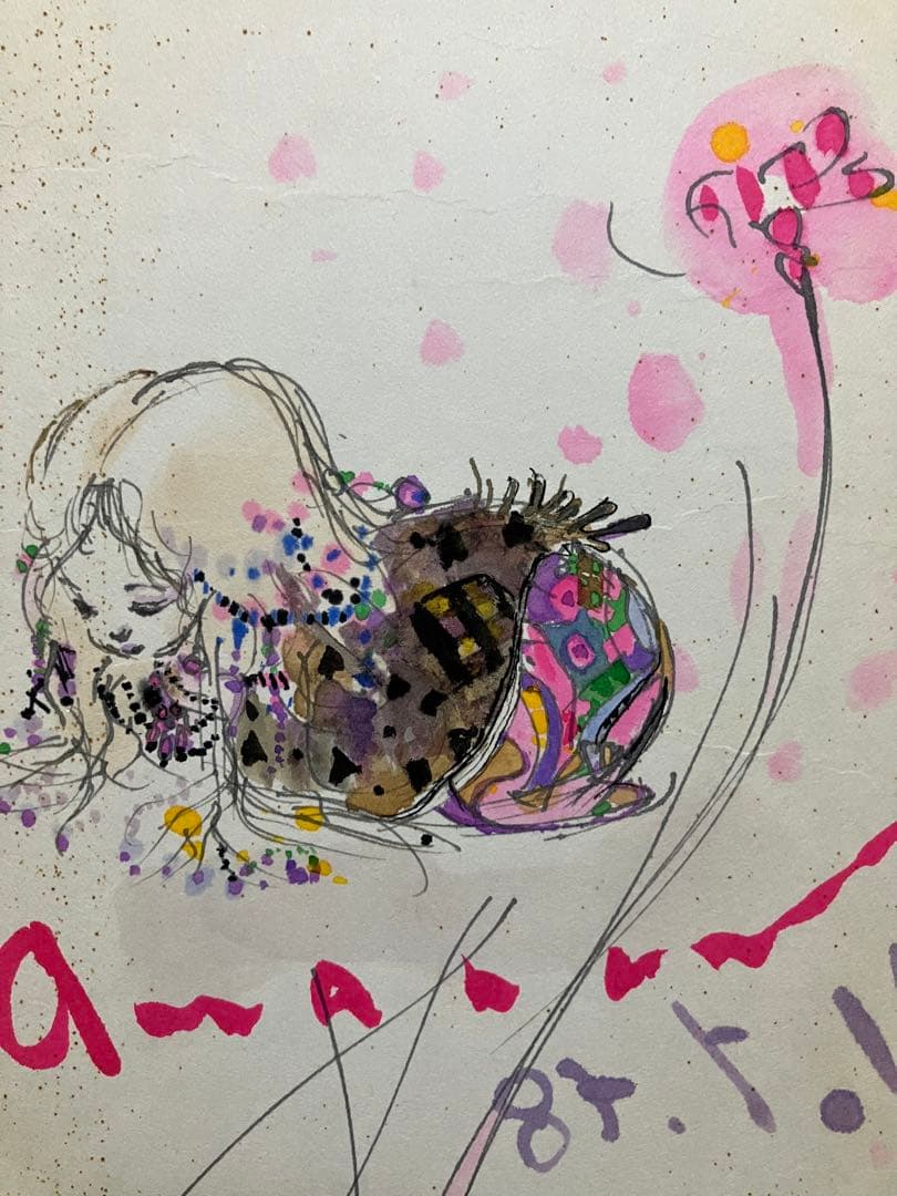 天野喜孝　肉筆　カラー彩色イラストサイン色紙　天使のたまご　一点もの　限定非売品