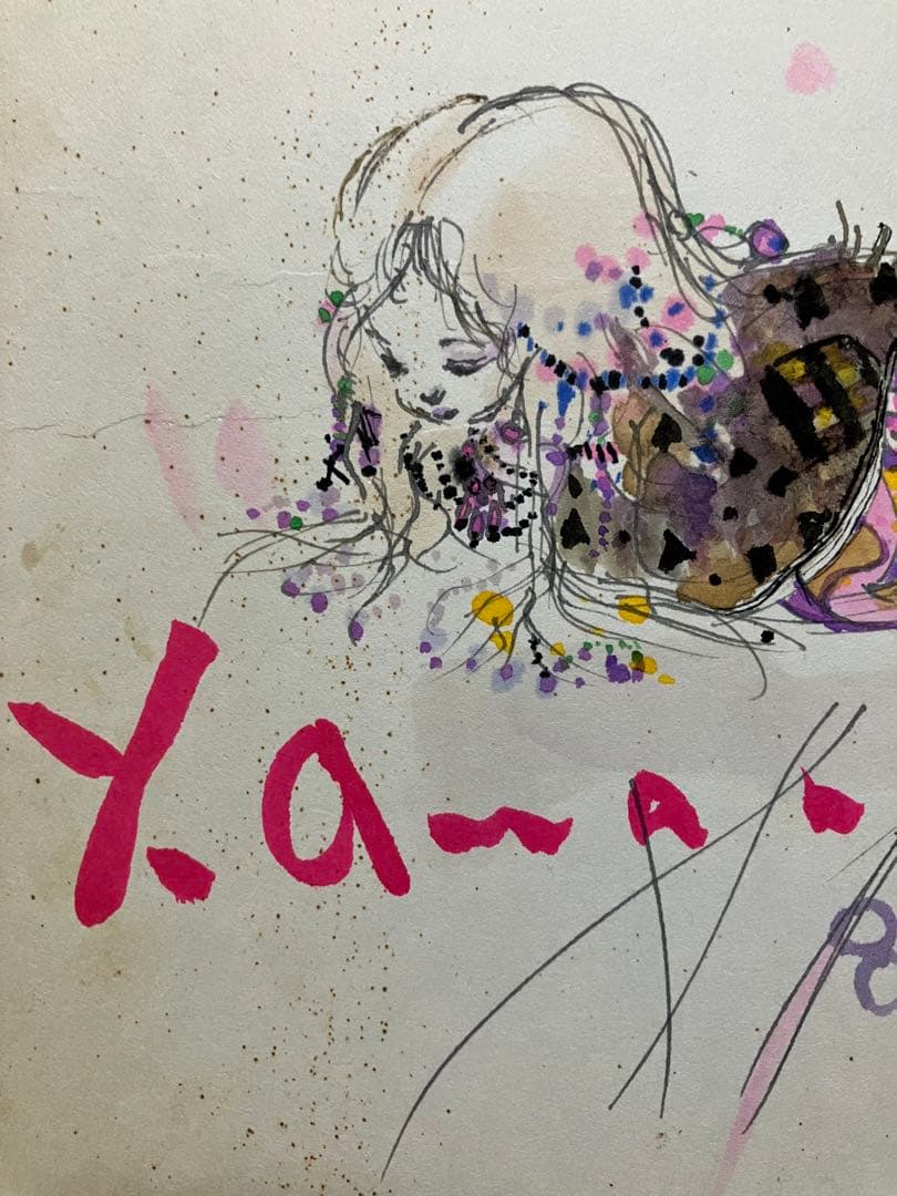 天野喜孝　肉筆　カラー彩色イラストサイン色紙　天使のたまご　一点もの　限定非売品