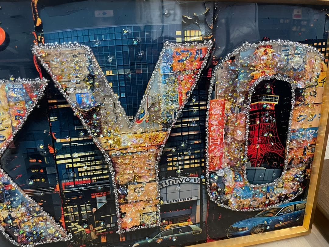 水晶絵　TOKYO　東京　日本　JAPAN　アート　アートパネル　絵画　額　看板