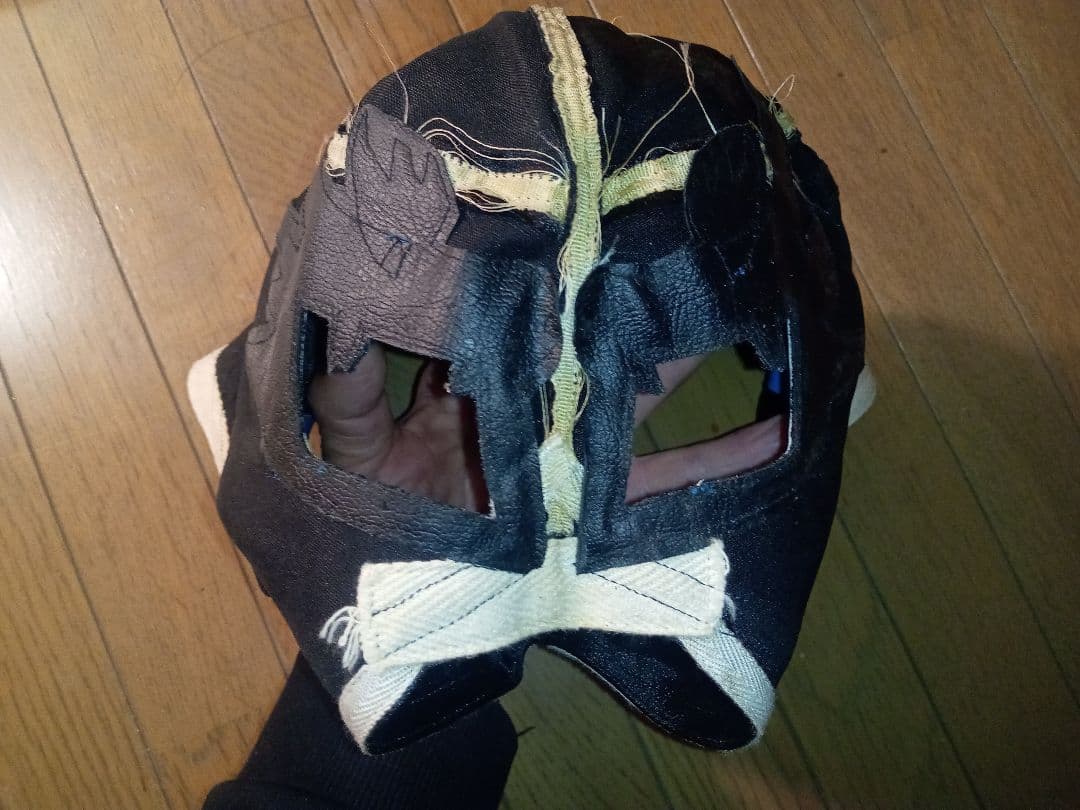 獅龍 プロレスマスク 黒✖青