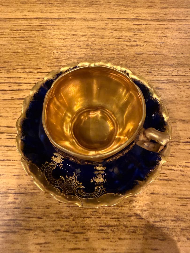 リモージュ　デミタスカップ＆ソーサー　コバルトブルー