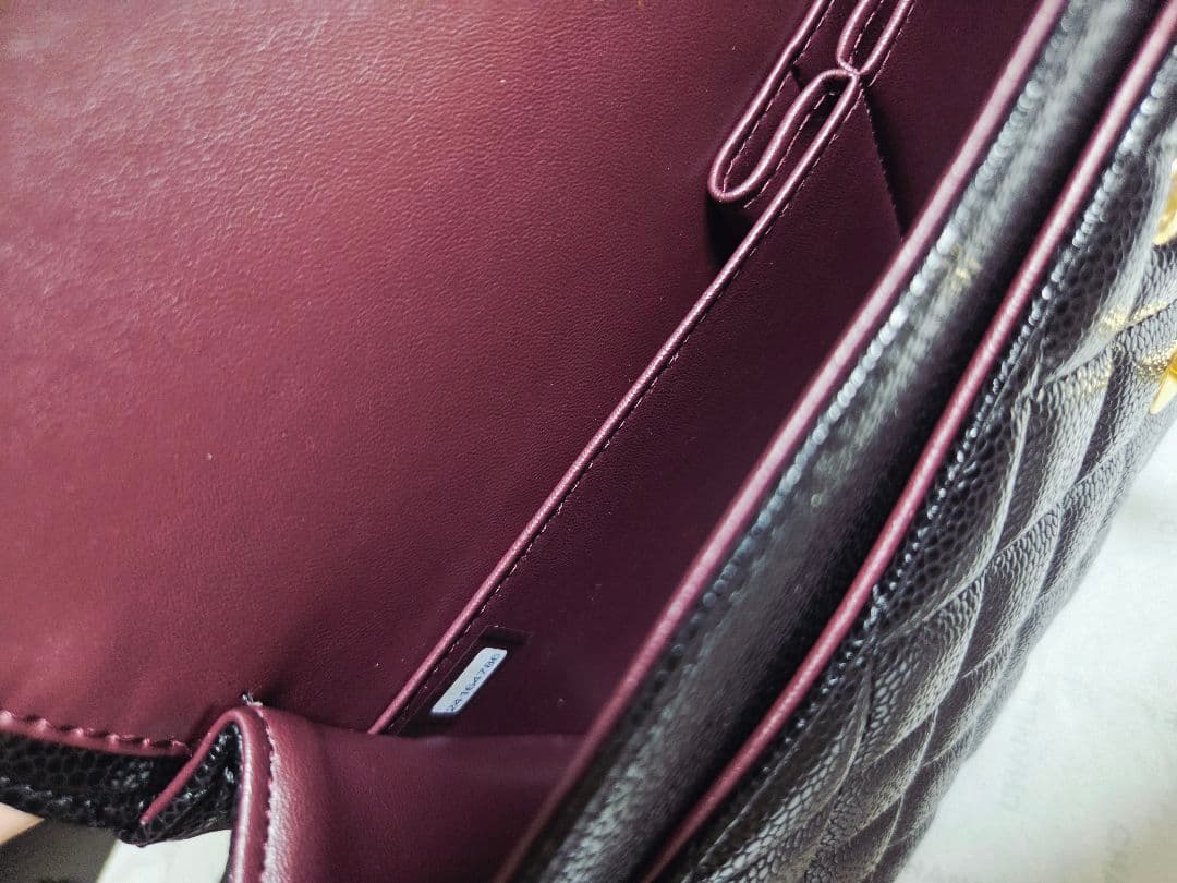 CHANEL ダブルチェーン　フラップバッグ　キャビアスキンゴールド☆ノベルティ