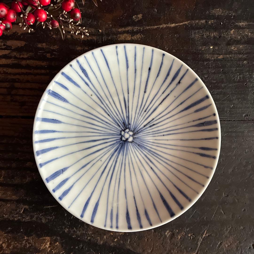 骨董　古伊万里　九谷　染付　松笠　麦藁手　角福　平皿　膾皿　５客限り