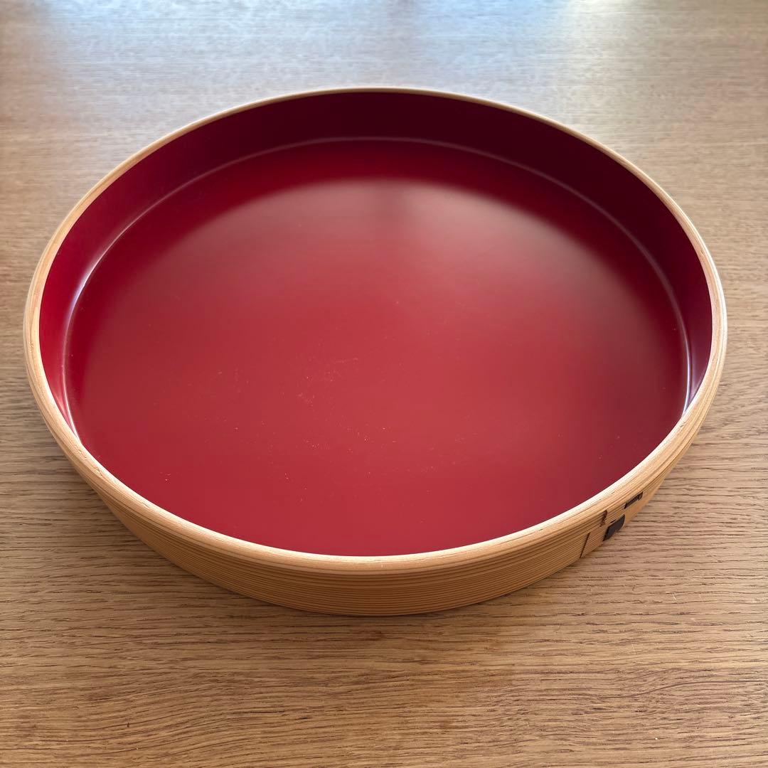 柴田慶信商店　漆　曲げわっぱ　秋田杉　盆　慶信作 1尺