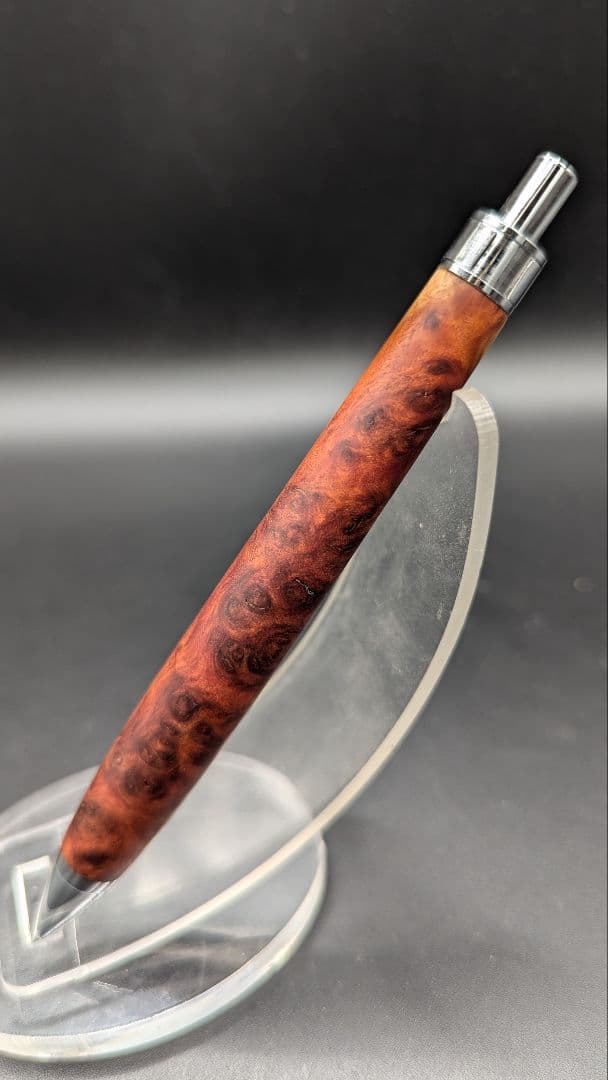 469ペン工房翌檜　レッドマリー　瘤杢　木軸シャーペン　ボールペン