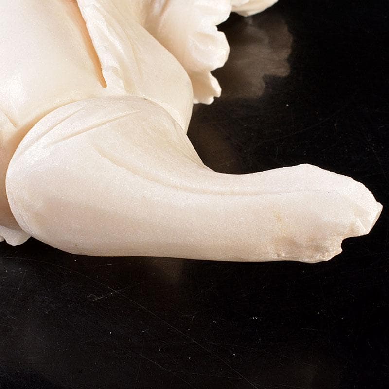 中国　玉石白玉彫刻　白菜　置物　飾台付　C　6846