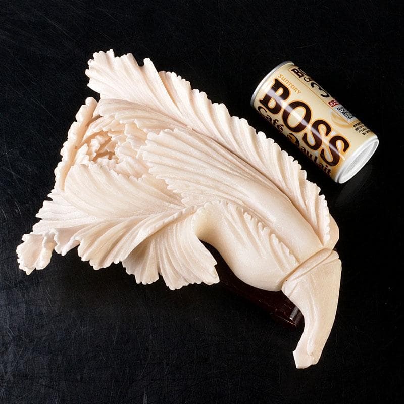 中国　玉石白玉彫刻　白菜　置物　飾台付　C　6846