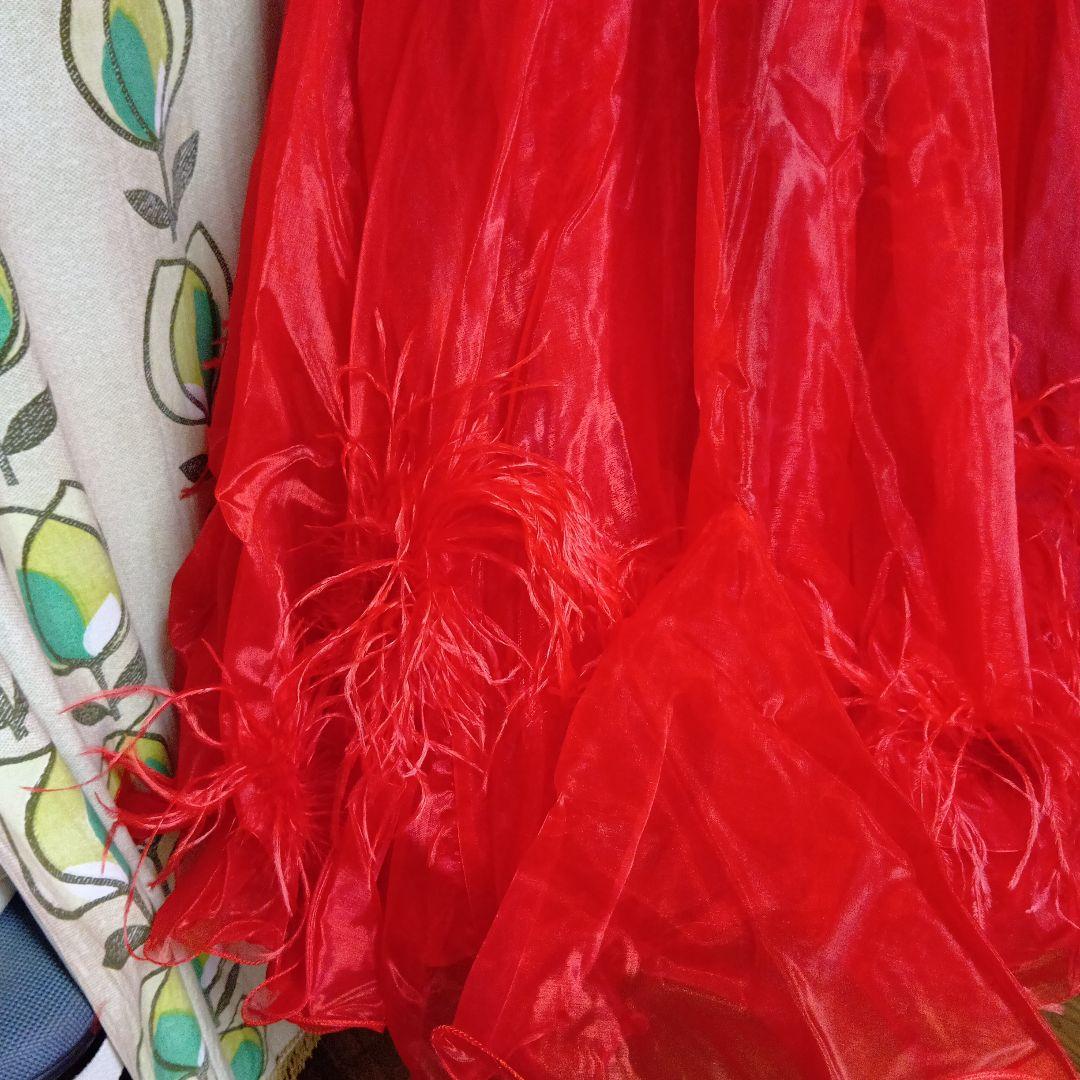 社交ダンス ドレス 赤 スパンコール装飾