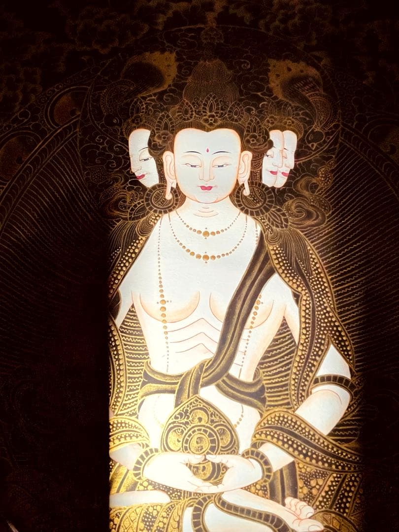 チベット密教 仏画 四面大日如来 ヴァイローチャナ 曼荼羅 手描き 一点物 新品