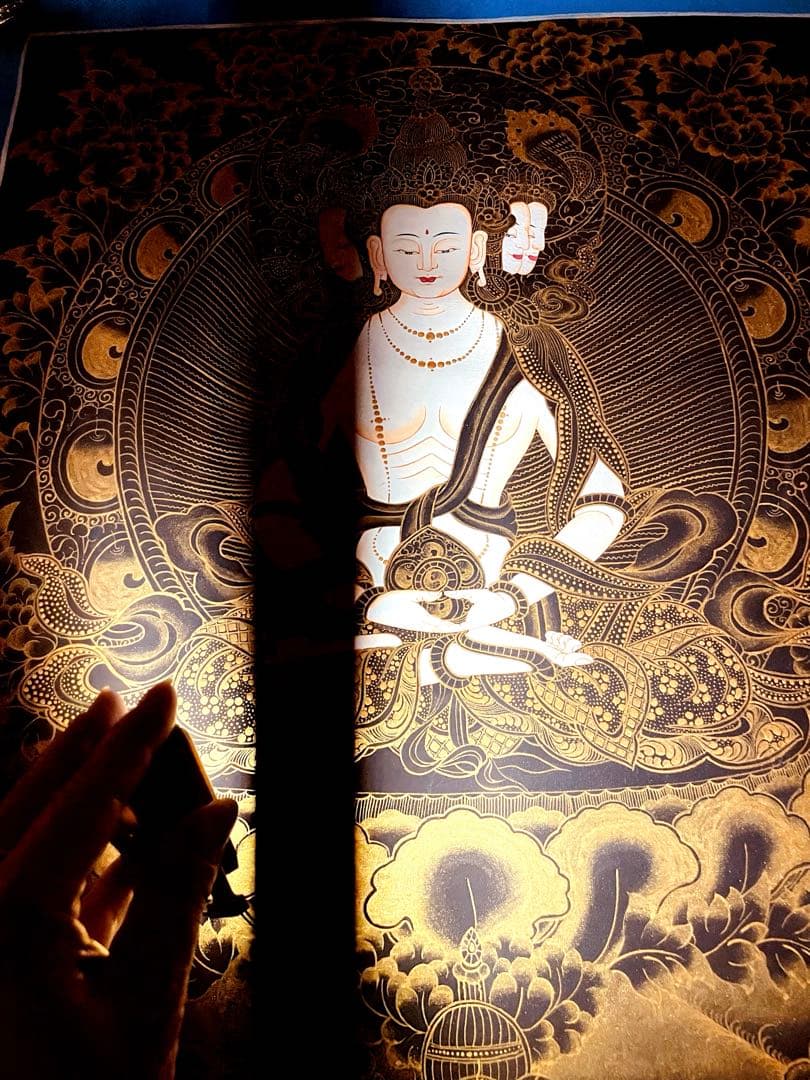 チベット密教 仏画 四面大日如来 ヴァイローチャナ 曼荼羅 手描き 一点物 新品