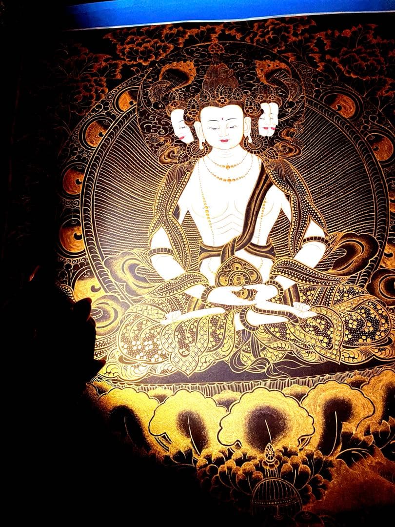 チベット密教 仏画 四面大日如来 ヴァイローチャナ 曼荼羅 手描き 一点物 新品