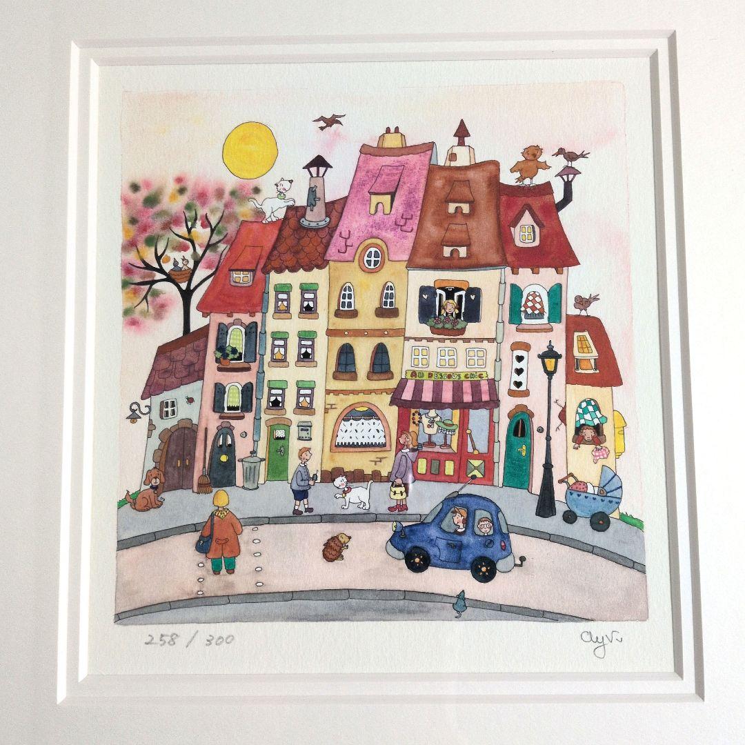 Clyv クリーブ版画「粋な町」258/300 鉛筆サイン　ジクレー フランス