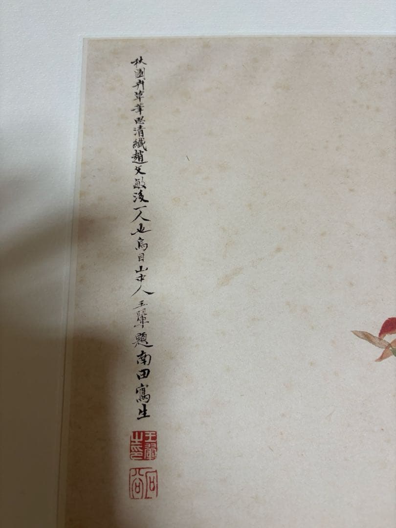 惲 壽平 秋花図（原寸大）水墨画 木製額縁付き　清　中国 二玄社　惲 寿平