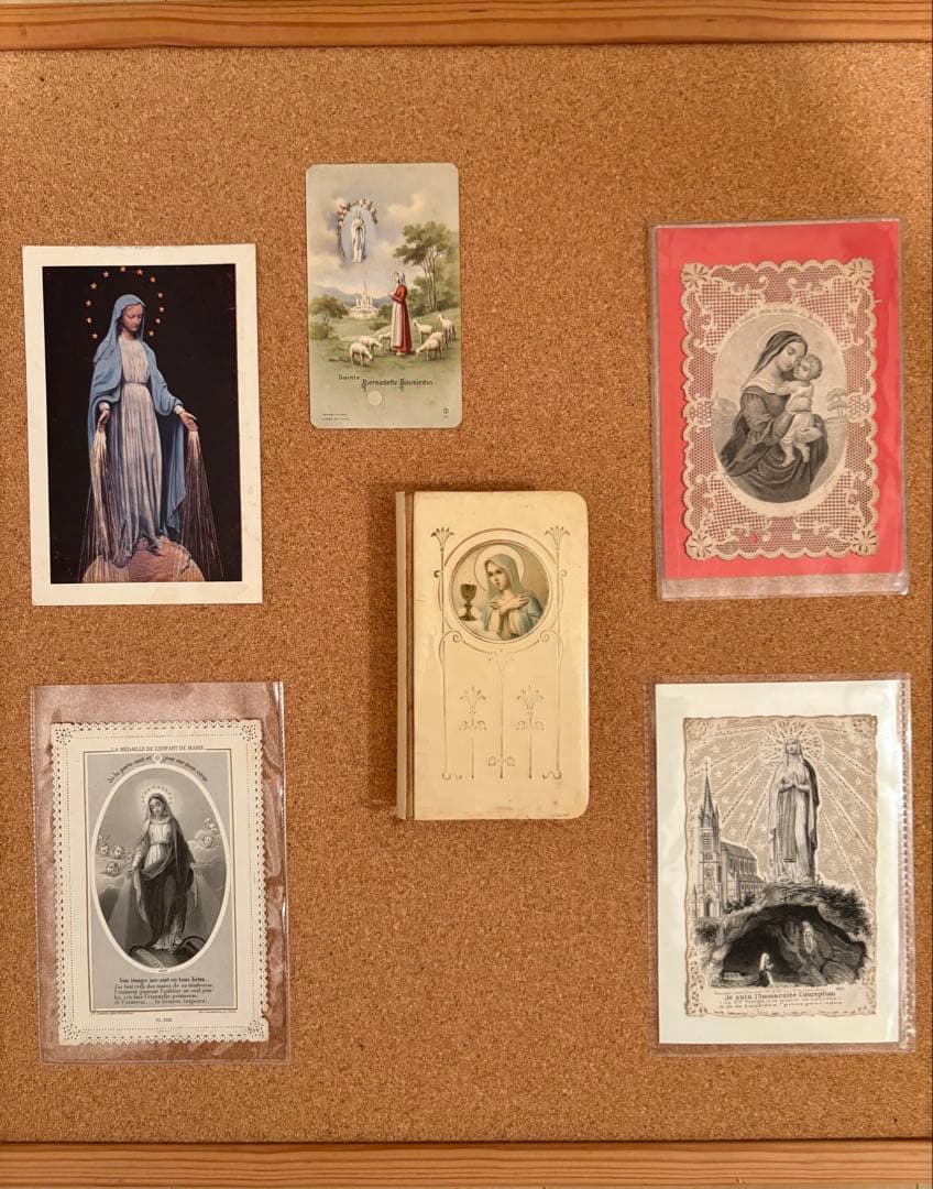 【希少】アンティーク聖書と聖母マリア レースのホーリーカードのセット