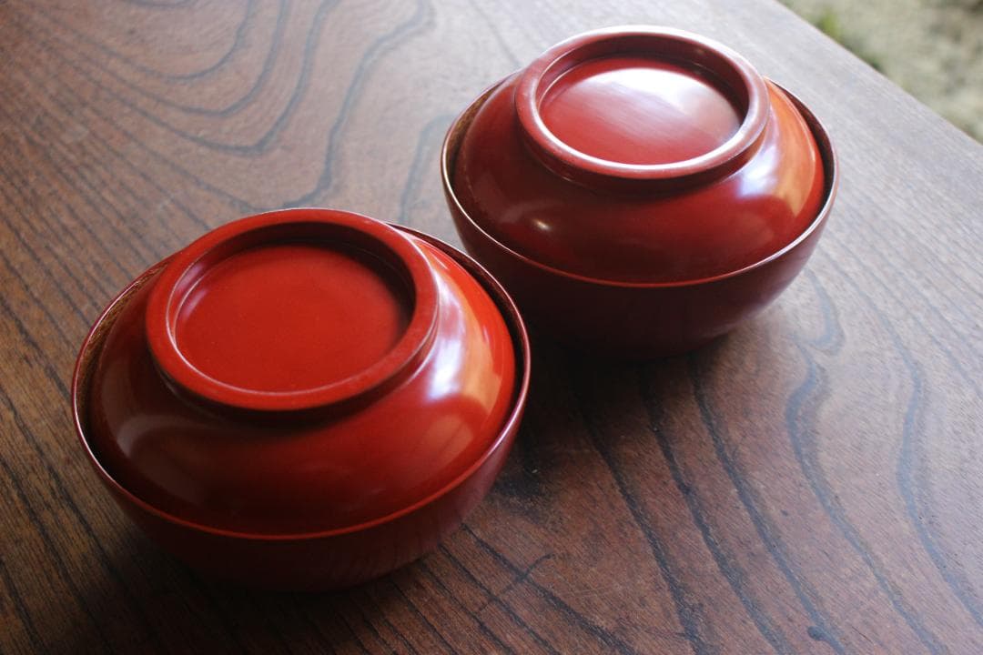 時代逸品！上質朱漆に極上松葉蒔絵の映えるお椀2点（検輪島塗雑煮椀煮物椀