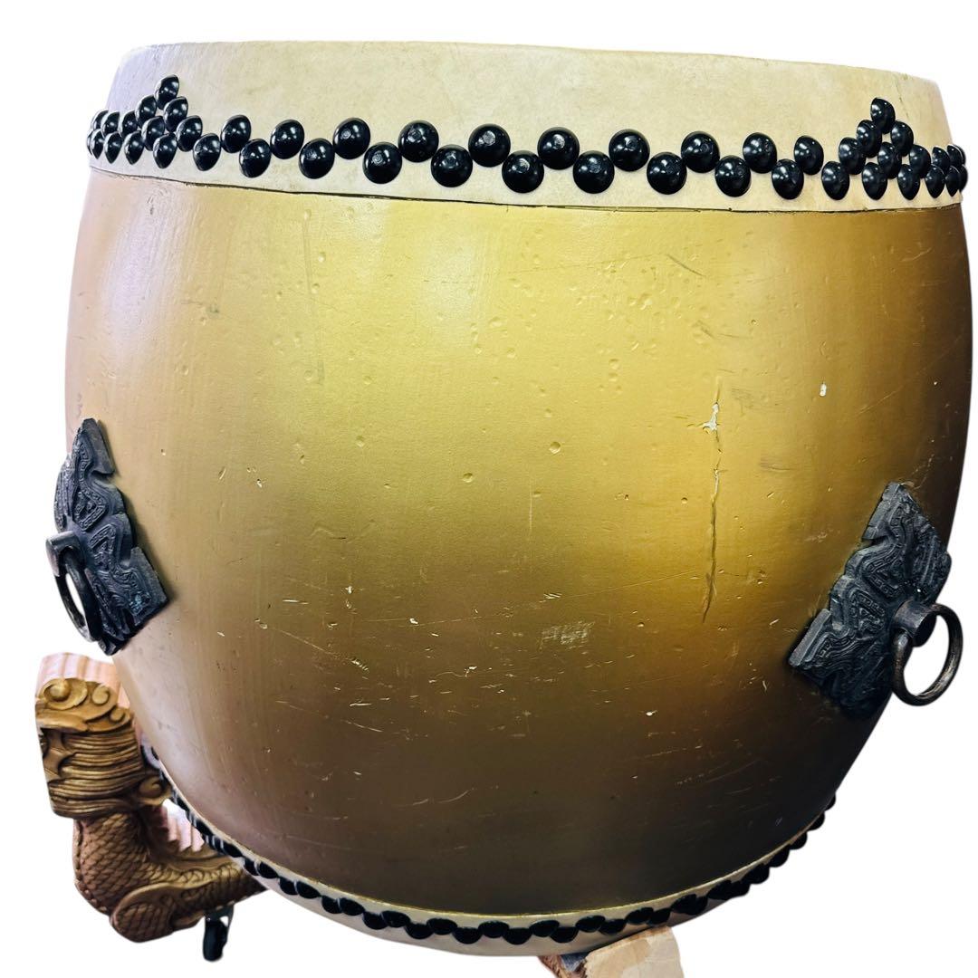 大形太鼓 和太鼓 龍彫刻台座セット 大型 祭り 神輿用 神楽 打楽器　獅子舞