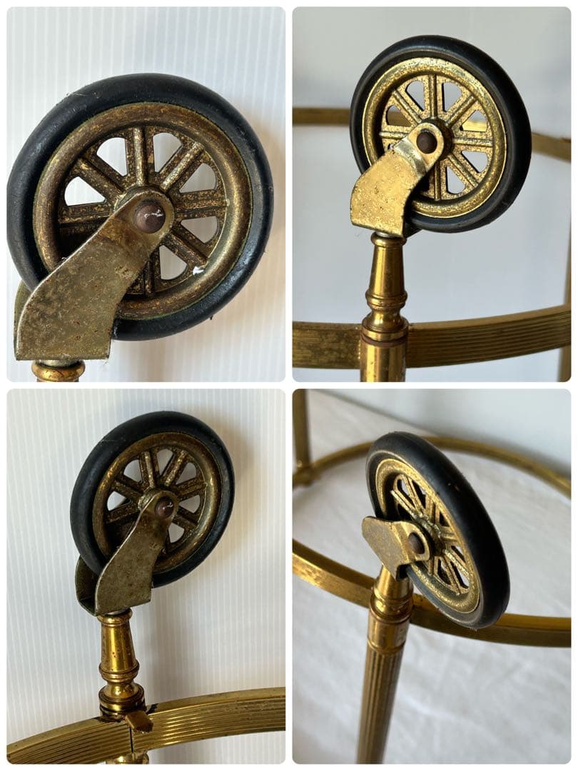 ヴィンテージ　ガラスサイドテーブル　レトロモダンクラシック　ワゴン　アンティーク