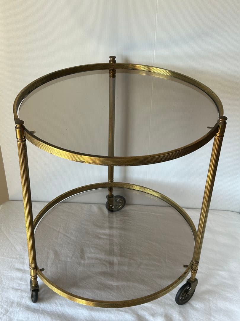 ヴィンテージ　ガラスサイドテーブル　レトロモダンクラシック　ワゴン　アンティーク