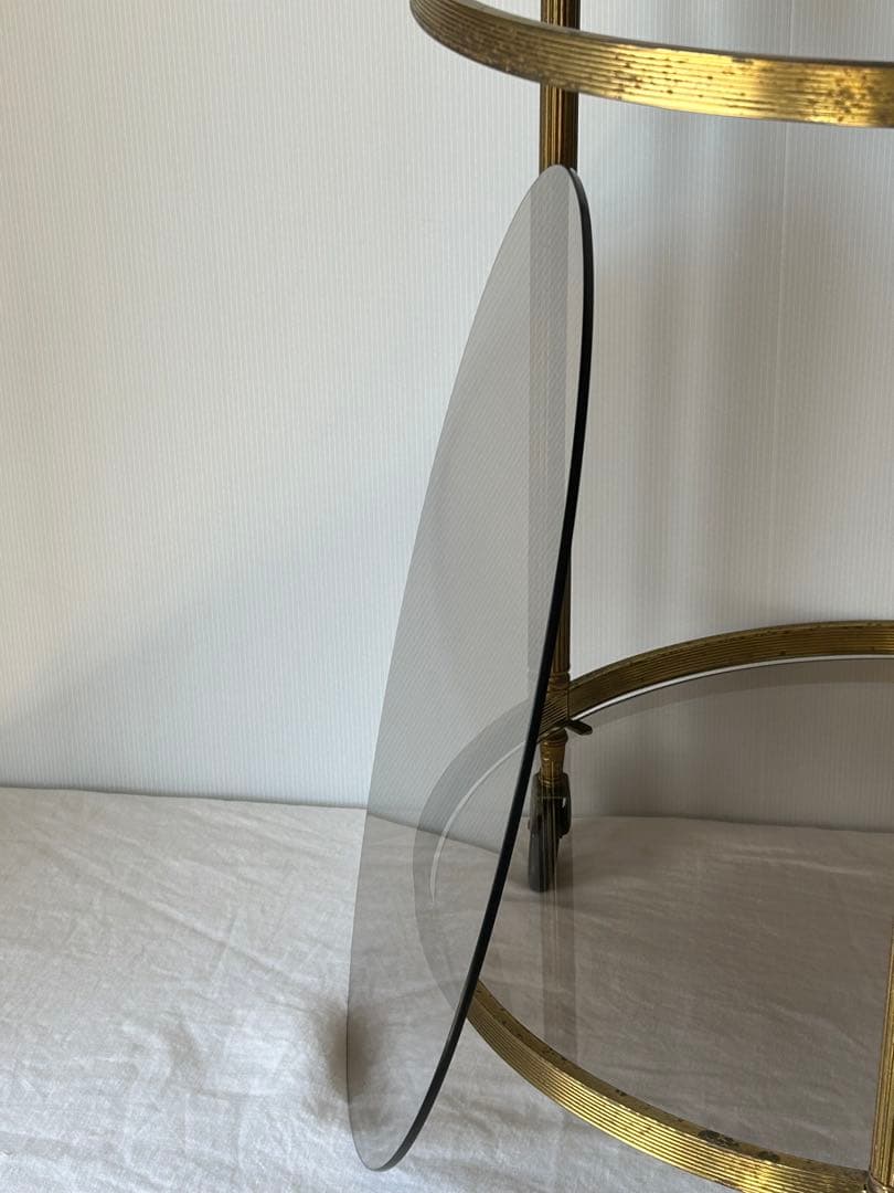 ヴィンテージ　ガラスサイドテーブル　レトロモダンクラシック　ワゴン　アンティーク