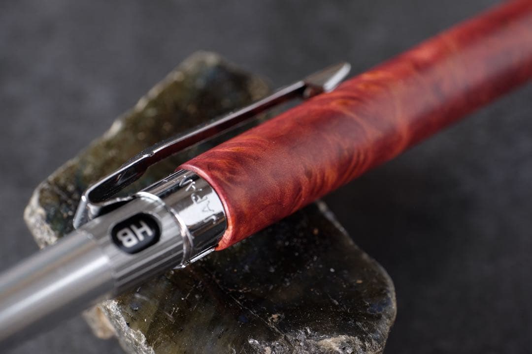 PG5木軸カスタム0182　高村杢工房 製図用シャープペンシル　紫杉(紫紅杉)瘤