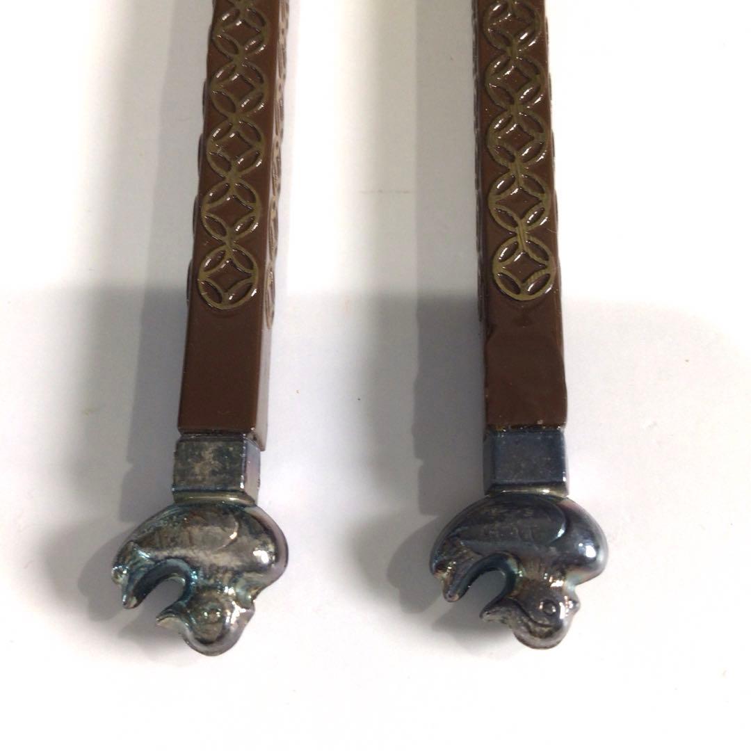 Ｐ７１５　飾火箸　『金工師　木村清五郎造』『鳥頭』『七宝象嵌』　共箱　茶道具