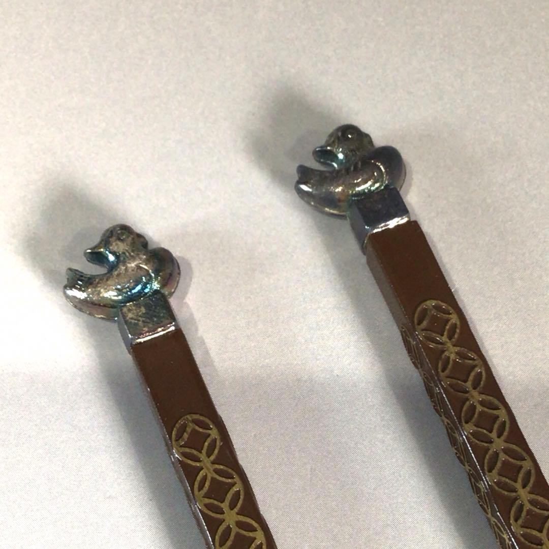 Ｐ７１５　飾火箸　『金工師　木村清五郎造』『鳥頭』『七宝象嵌』　共箱　茶道具