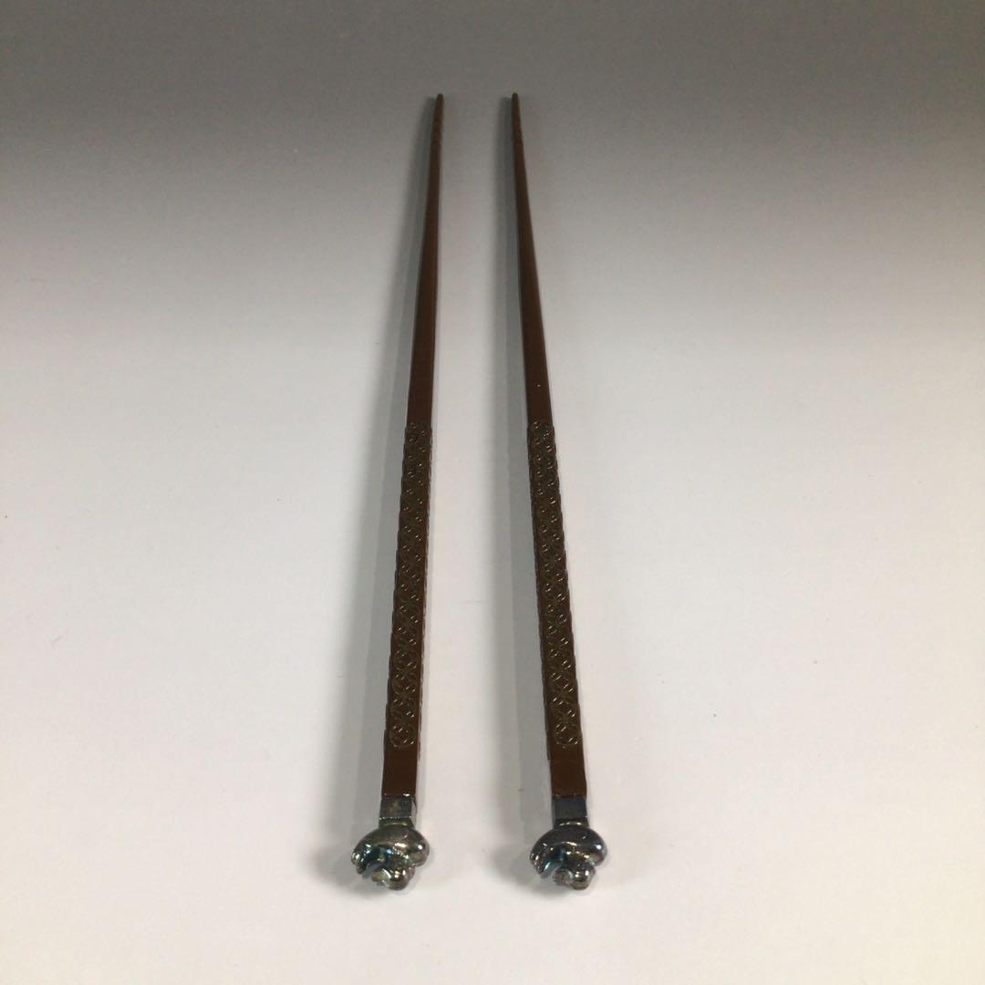 Ｐ７１５　飾火箸　『金工師　木村清五郎造』『鳥頭』『七宝象嵌』　共箱　茶道具