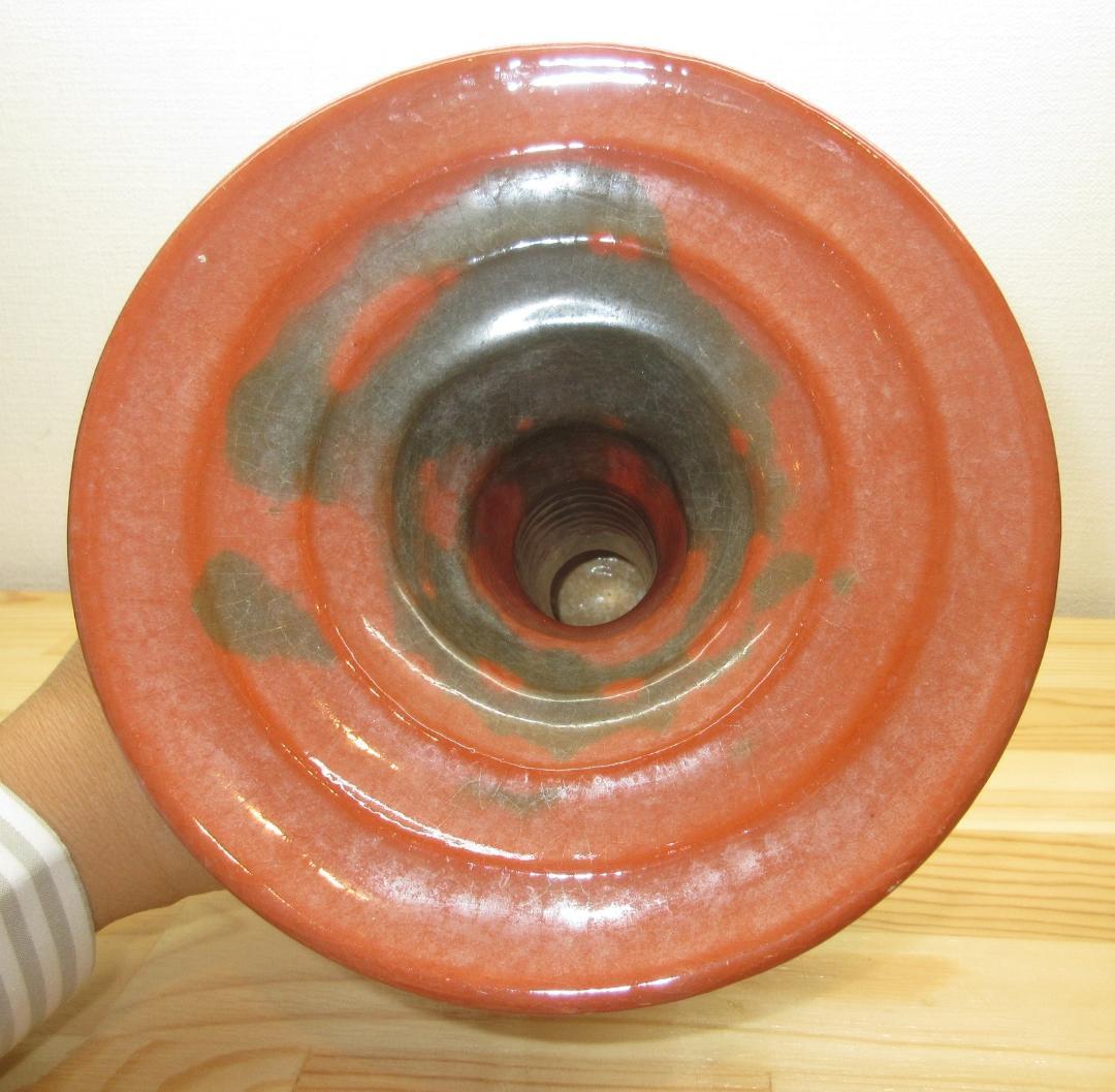 送料込【逢絢亭】茶道具 花入 楽焼 赤楽 薄端花入 八坂窯 紙箱入り